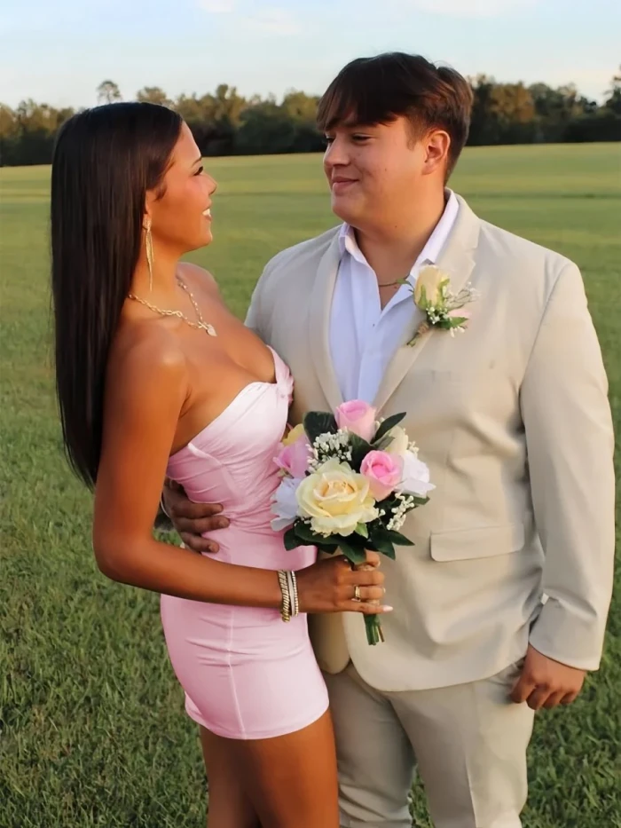 Issa | Yellow - Strapless Sheath Short Homecoming Dresses With Keyhole