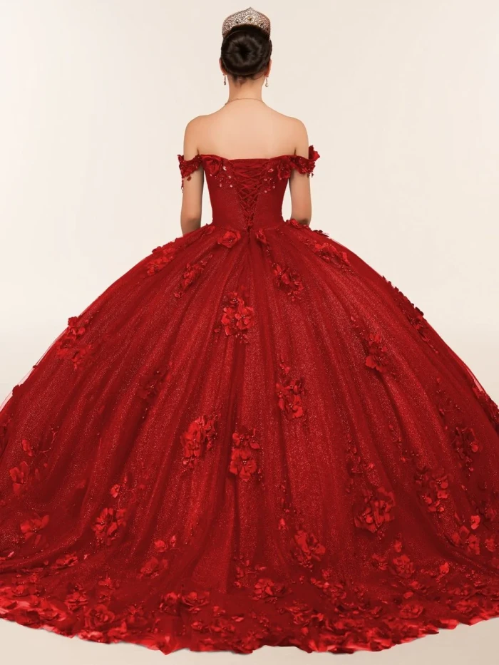 Illa | Ball Gown Organza Sweetheart  Burgundy Quinceanera Dress