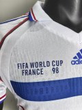 1998 France Away White Player Version Retro Soccer Jersey*球员