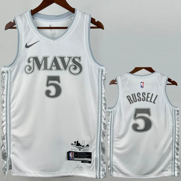 24-25 Dallas Mavericks RUSSELL #5 White City Edition Top Quality Hot Pressing NBA Jersey