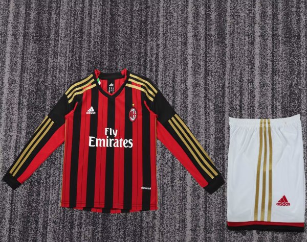 2013-2014 ACM Home Long sleeves Retro Kids Soccer Jersey