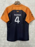 2025  F1 McLaren New Pattern Short Sleeve Racing Suit（圆领，胸前宝蓝，背后4号）
