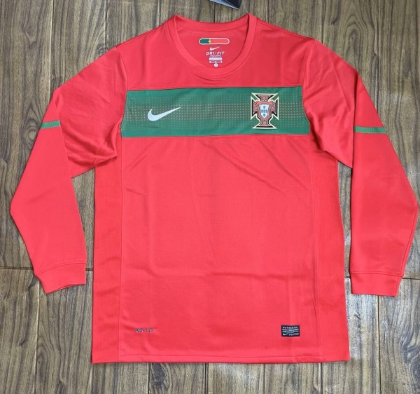 2010 Portugal Home Long Sleeve Retro Soccer Jersey