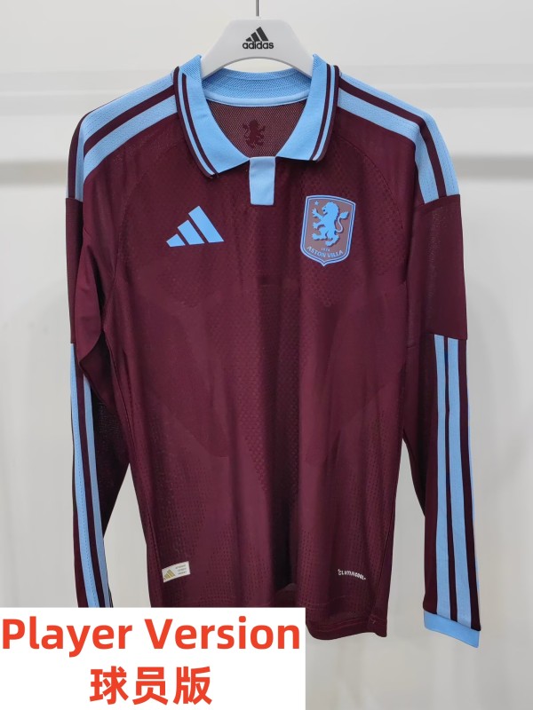 26-27 Aston Villa Home Long Sleeve Player Version Soccer Jersey*长袖球员