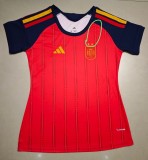 2026 World Cup Spain Home Women Fans Soccer Jersey (女) (With 2 Star)*两颗星