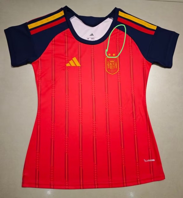 2026 World Cup Spain Home Women Fans Soccer Jersey (女) (With 2 Star)*两颗星