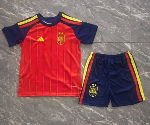 2026 World Cup Spain Home Kids Soccer Jersey (With 2 Star)*两颗星