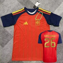 2026 World Cup Spain Home Print CAMPEONES #26 Fans Soccer Jersey (With 2 Star)*两颗星