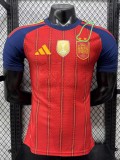 2026 World Cup Spain Home Print CAMPEONES #26 Player Version Soccer Jersey (With 2 Star)*两颗星