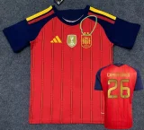 2026 World Cup Spain Home Print CAMPEONES #26 Fans Soccer Jersey (With 2 Star)*两颗星