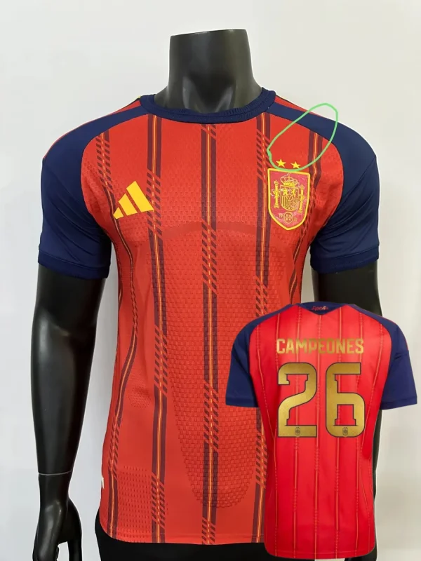 2026 World Cup Spain Home Print CAMPEONES #26 Player Version Soccer Jersey (With 2 Star)*两颗星