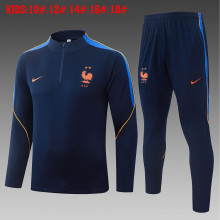 26-27 France High Quality Kids Half Pull Tracksuit