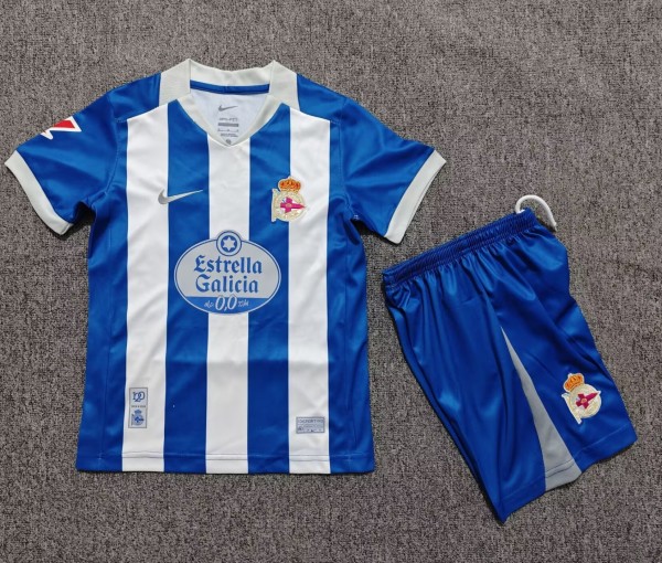 26-27 La Coruna Home Kids Soccer Jersey
