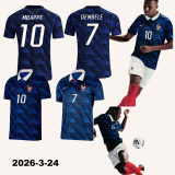 2026 World Cup France Home Embroidered Version Fans Soccer Jersey