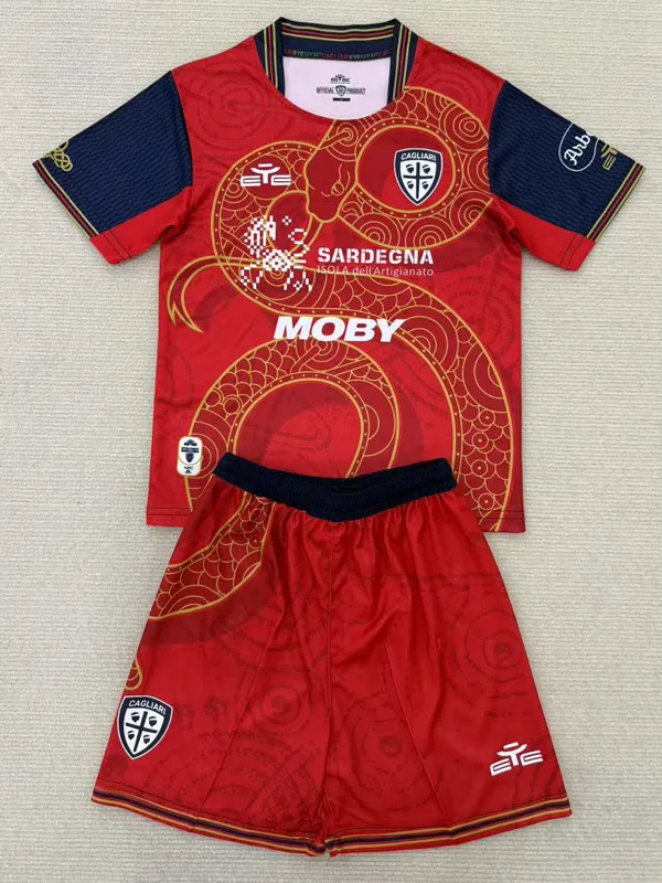 25-26 Cagliari Red Special Edition Kids Soccer Jersey