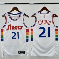 24-25 76ERS EMBIID #21 White City Edition Top Quality Hot Pressing NBA Jersey 24-25 76ERS EMBIID #21 White City Edition Top Quality Hot Pressing NBA Jersey