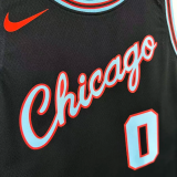 25-26 BULLS WHITE #0 Black City Edition Top Quality Hot Pressing NBA Jersey