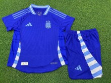 2024 Argentina Away Player Version Kids Soccer Jersey