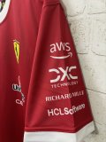 2025 F1 Ferrari New Pattern Short Sleeve Racing Suit (圆领，领口有白色)