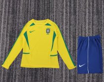 2002 Brazil Home Long sleeves Retro Kids Soccer Jersey