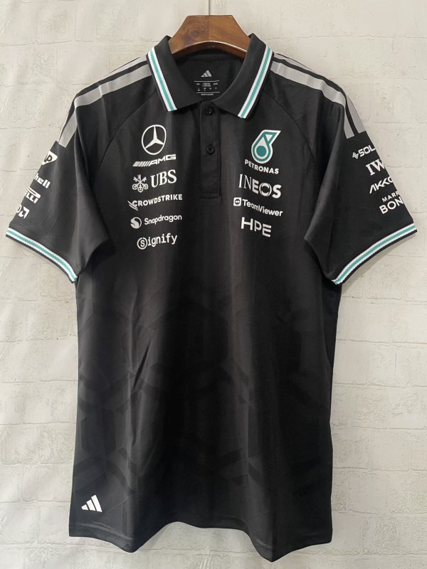 2026 F1 Benz New Pattern Short Sleeve Racing Suit*有领