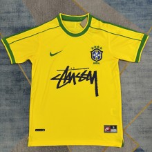 1998 Brazil Home Retro Soccer Jersey签名版