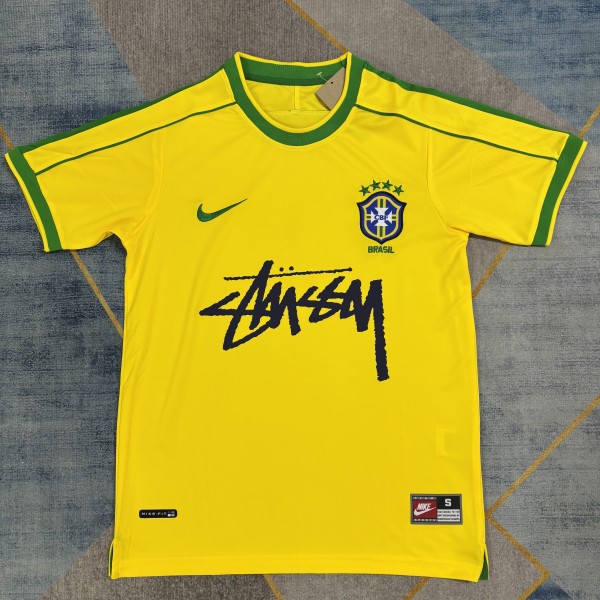 1998 Brazil Home Retro Soccer Jersey签名版