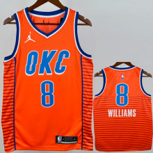 OKC Thunder WILLIAMS #8 Orange Top Quality Hot Pressing NBA Jersey (Trapeze Edition) 飞人版