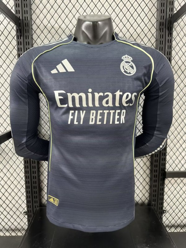25-26 RMA Away Long Sleeve Player Version Soccer Jersey 长袖