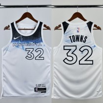 24-25 Timberwolves TOWNS #32 White City Edition Top Quality Hot Pressing NBA Jersey 24-25 Timberwolves TOWNS #32 White City Edition Top Quality Hot Pressing NBA Jersey