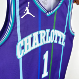 2019-20 HORNETS BALL #1 Royal blue Retro Top Quality Hot Pressing NBA Jersey