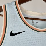 24-25 SA Spurs FOX #4 Light blue City Edition Top Quality Hot Pressing NBA Jersey