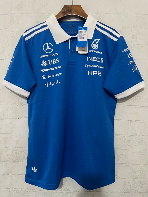 2026 F1 Benz New Pattern Short Sleeve Racing Suit*有领