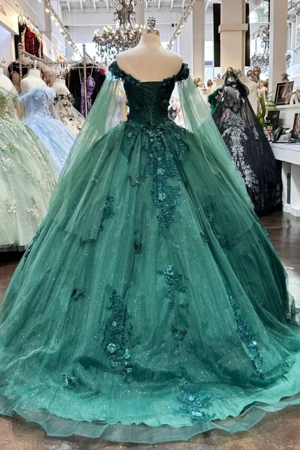 Hilary | Red Long Sleeves 3D Flowers Quinceanera Dresses Appliqued