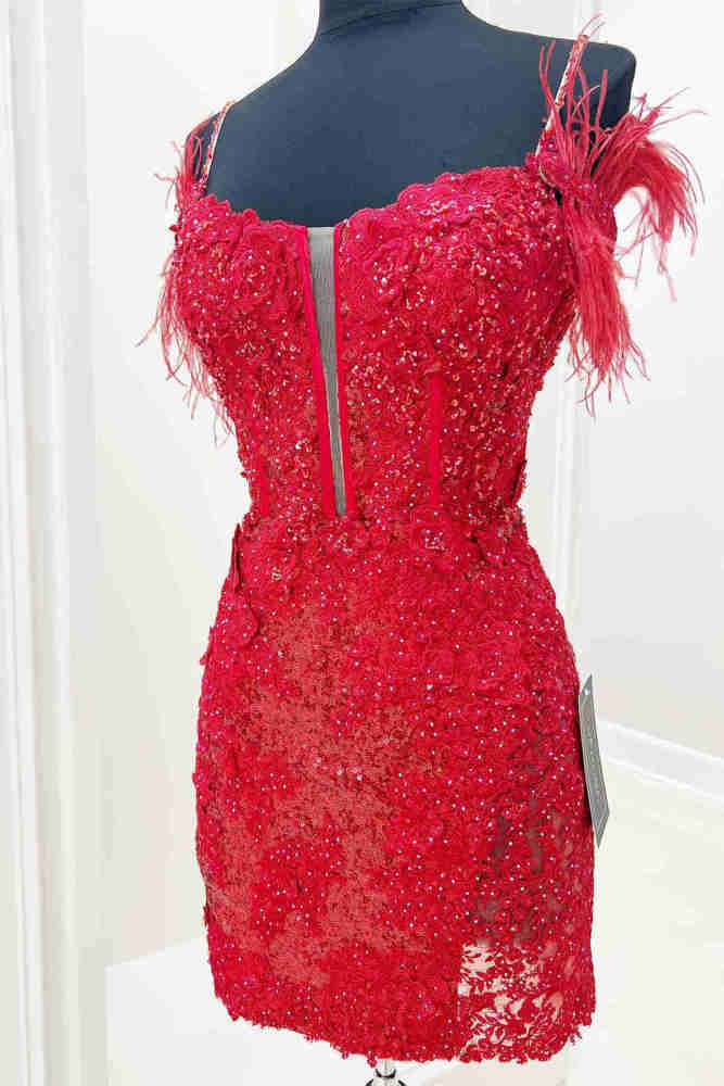 Honora |Sheath Off the Shoulder Lace Homecoming Dress