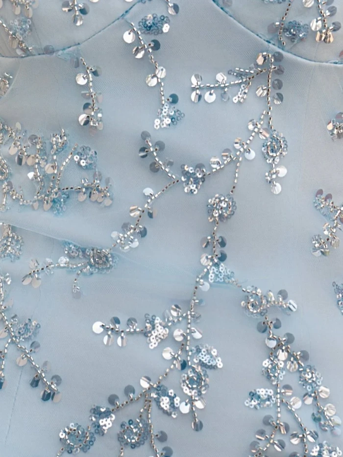 Hestia | Sky Blue - Bodycon V Neck Sequined Satin Mini Party Dresses
