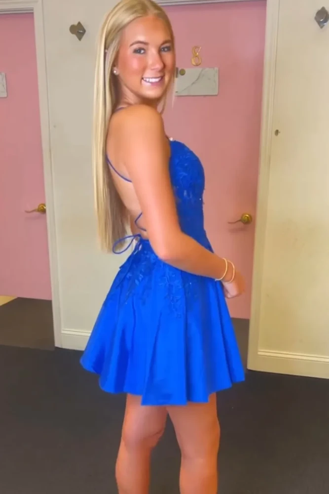 Green Appliques Sweetheart Lace-Up A-Line Short Party Dress