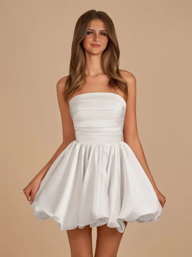 Satin Bubble Hem Short Homecoming Dresses
