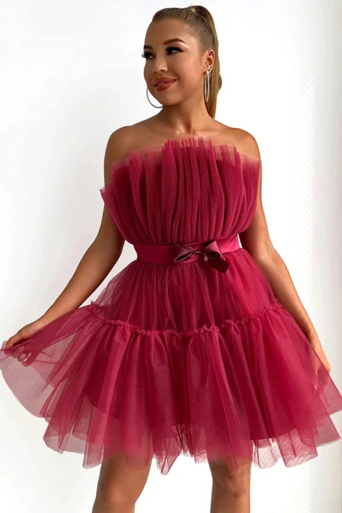 Isabella | Cute A Line Strapless Black Short Homecoming Dress