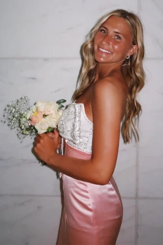 Gwenny | Pink - Mermaid Satin Strapless Long Prom Dresses with Beaded Bow