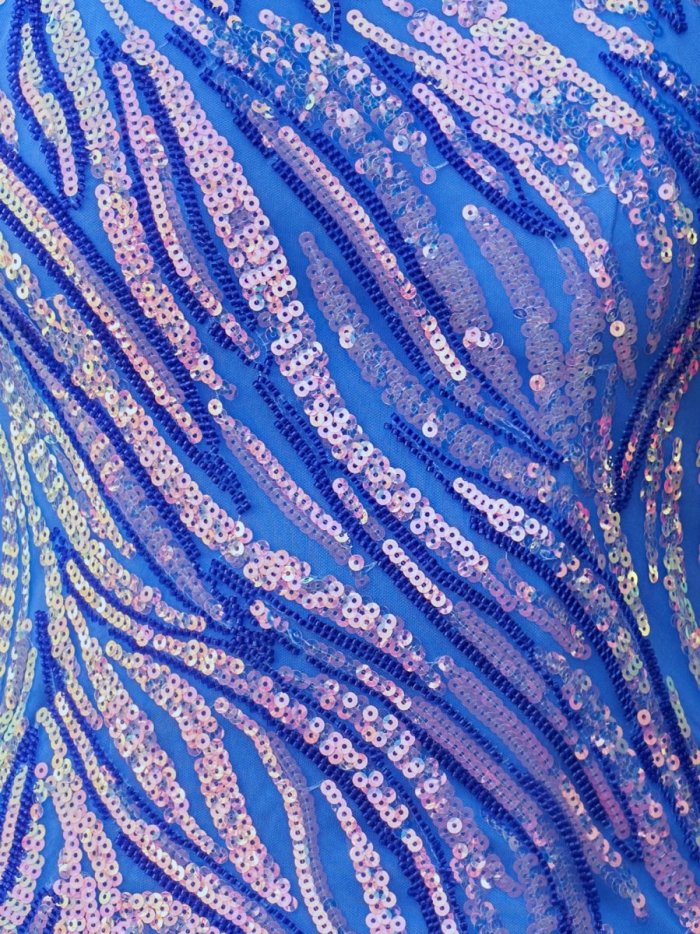 Isenia | Sparkly Blue One Shoulder Sequins Mini Party Dresses with Fringes