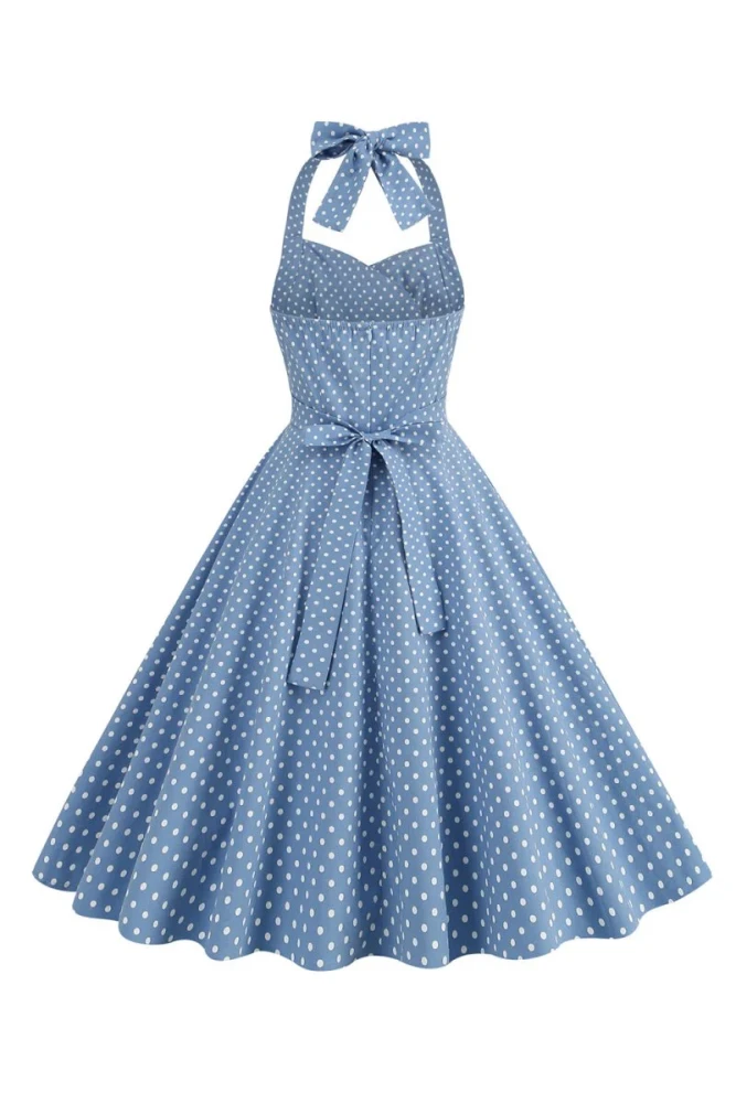 Halter Red Polka Dots 1950s Dress