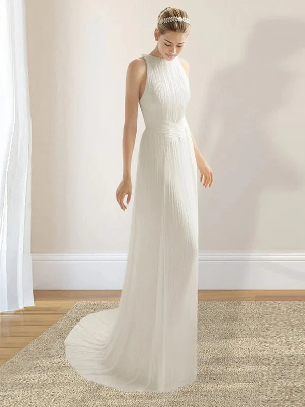 Iolana | Sheath Halter Chiffon Plaited Dress With Special Back Design
