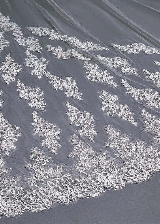 Ivory Lace Cathedral Veils with Blusher