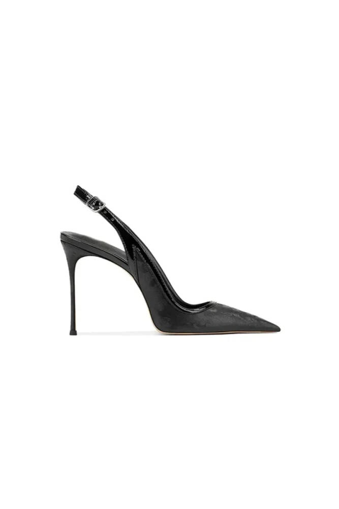 Green Slingback Mid Heel Stiletto Sandals