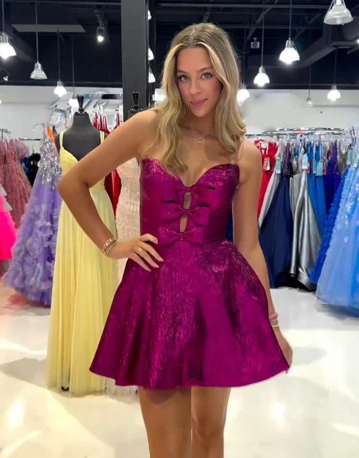 Short Homecoming Dress with Bow