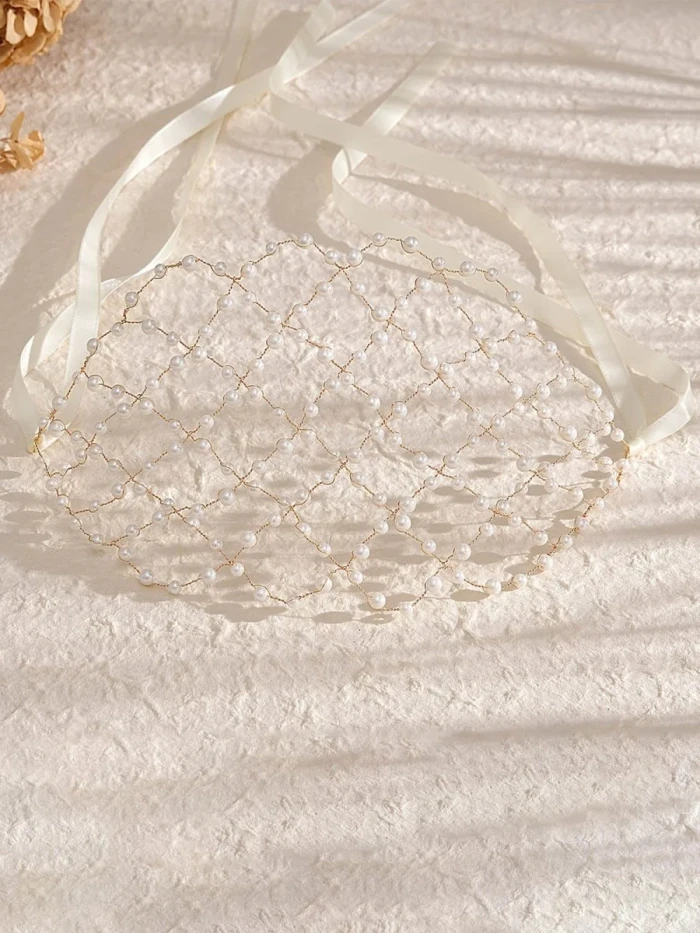 Handcrafted Pearl Mesh Headband