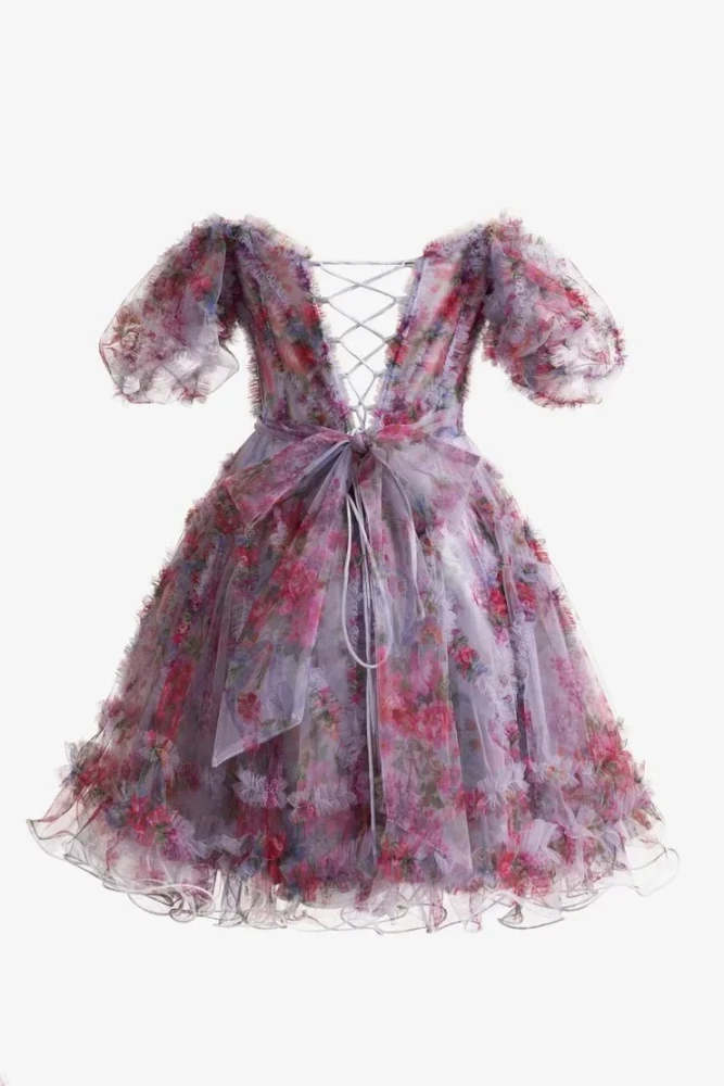 Ivana | Light Purple A Line Off the Shoulder Printed Homecoming Dress