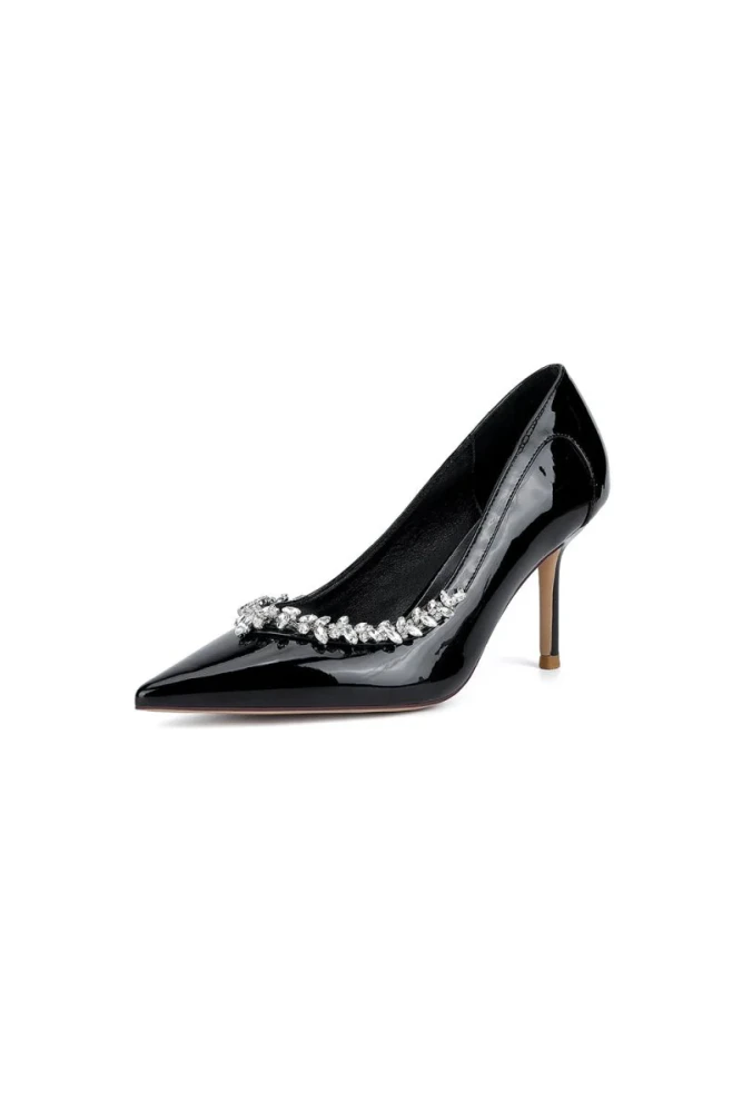 Ivory High Heels with Crystal-Embellished Metal Accent
