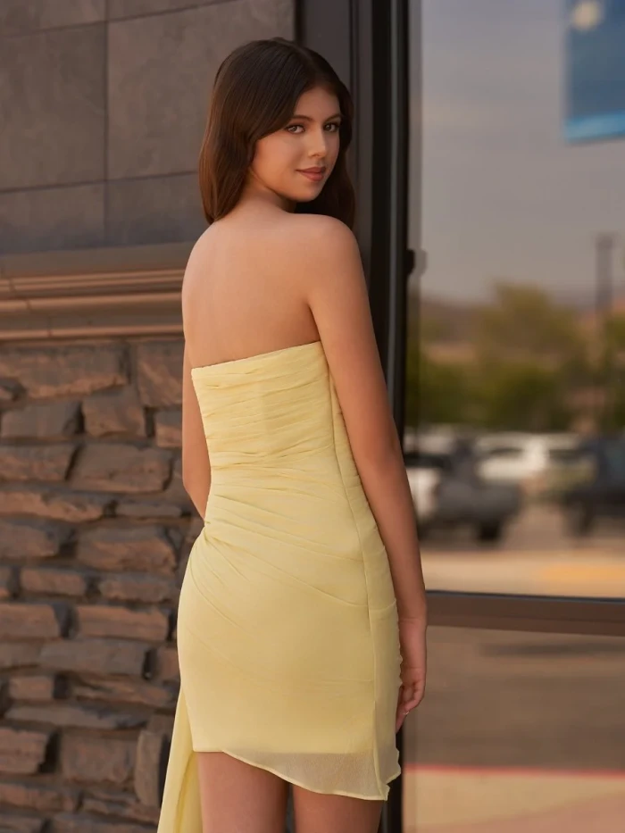 Isla | White Sheath Strapless Short Homecoming Dress with Drape
